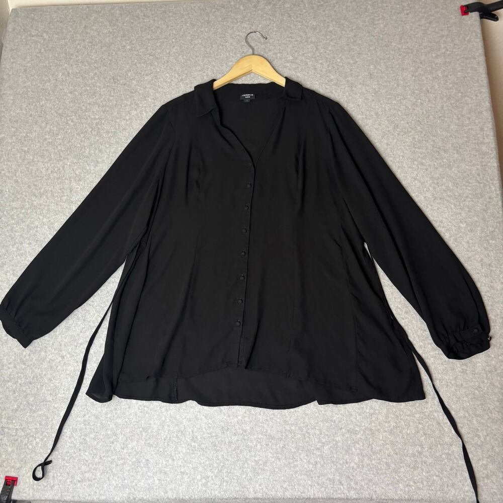 Torrid Harper Women's Plus Size Fit and Flare Georgette Black Blouse - Size 1